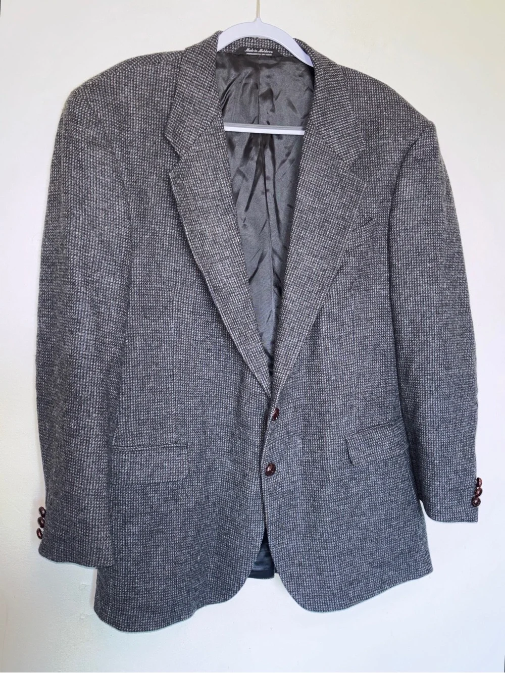 VTG Deansgate Sport Coat 43L Herringbone Wool Lambswool Tweed Jacket Academia